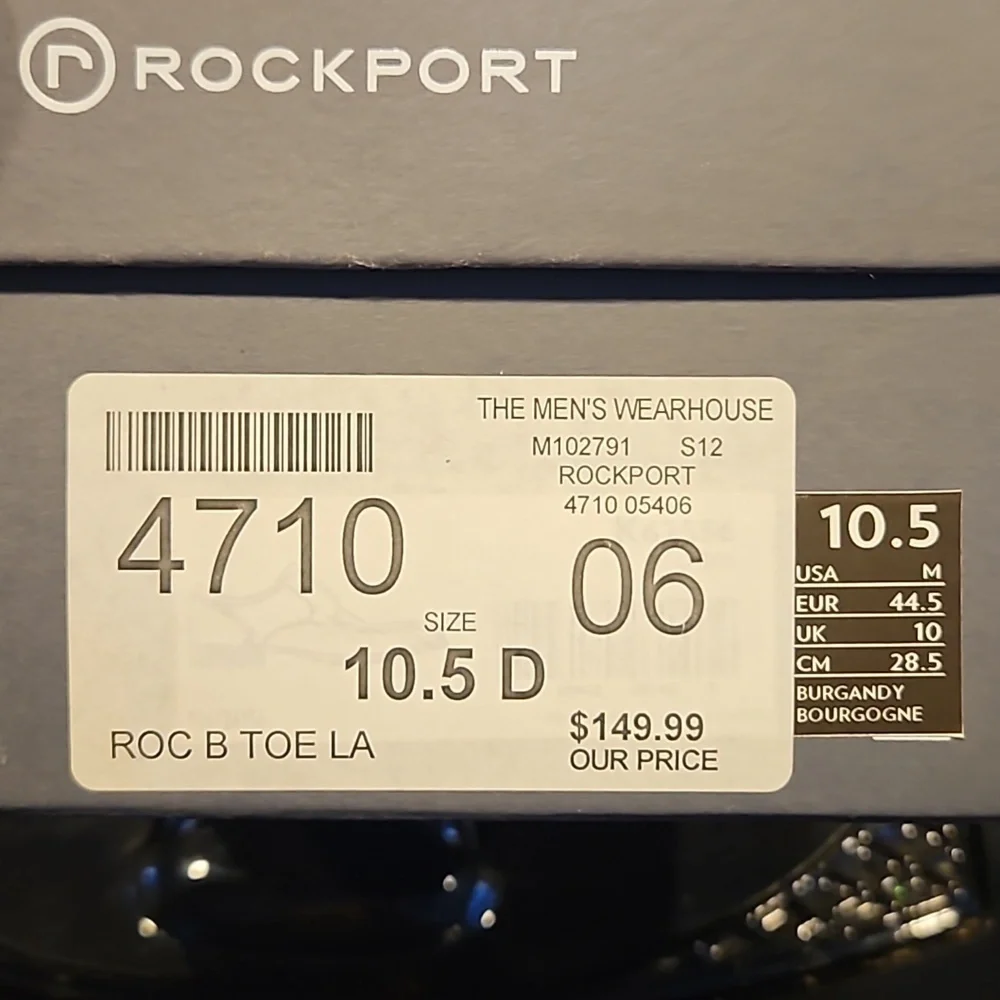 Rockport RocB Toe LA 5710 10.5 Brown Dress Shoe in Box EUC